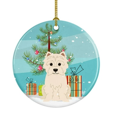 Merry Christmas Tree Westie Ceramic Ornament