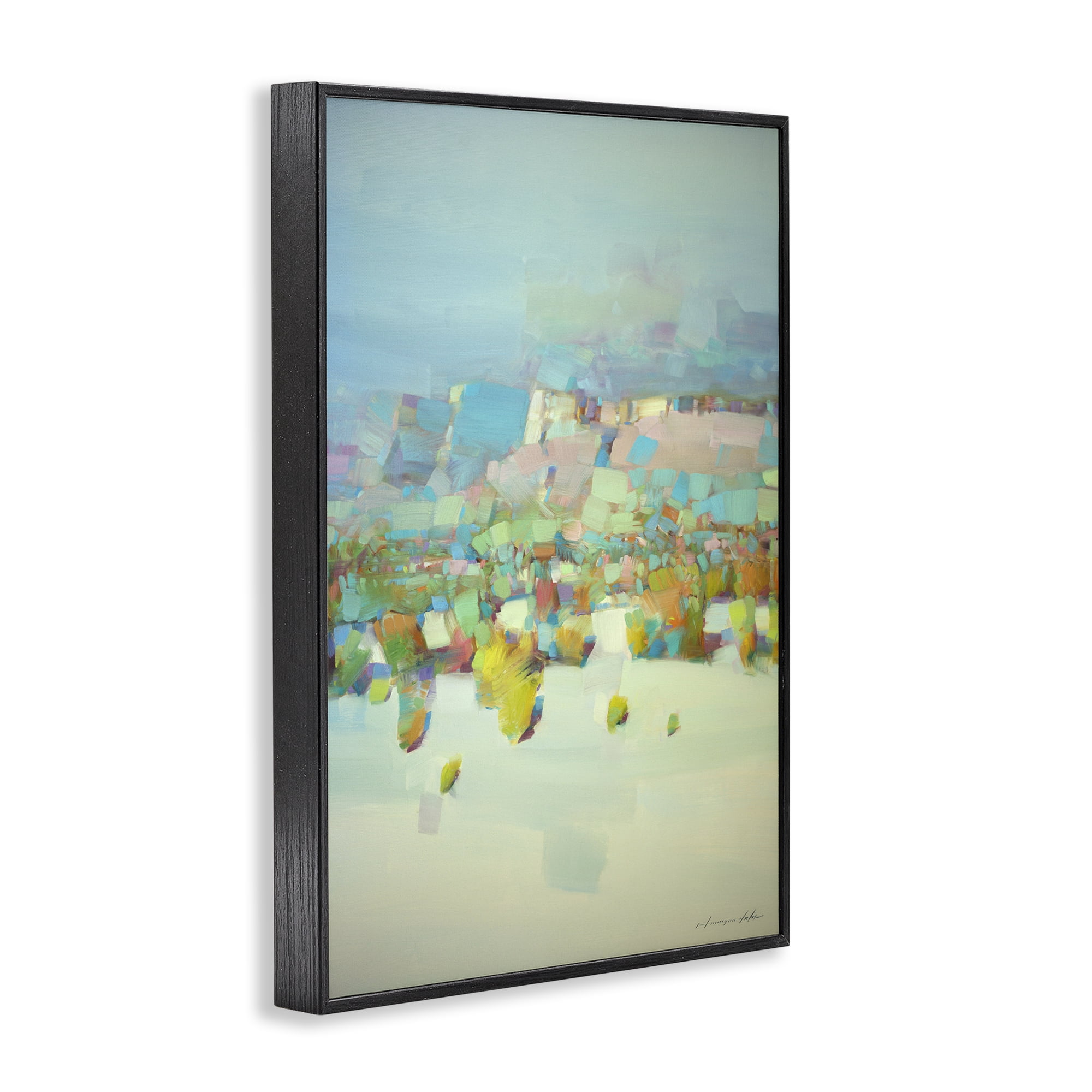 Stupell Industries Contemporary Beach Landscape Abstract Painting Black Framed Art Print Wall Art, 12 x 18