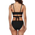 thumbnail image 7 of Women Tie Shoulder Bikini Swimsuits Solid Color High Cut Bathing Suits 2 Piece Swimwear, 7 of 7