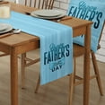 thumbnail image 2 of Table Runner Dresser Scarves 70 Inch Long, Happy Father's Day Gentleman Tie Linen Dining Table Runners Light Blue Wood Board Tabletop Scarf for Wedding Holiday Party Kitchen, 2 of 7