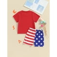 thumbnail image 6 of Kids Boys Shorts Set, Short Sleeve Letters Print T-shirt with Stars Striped Shorts for Independence Day, 6 of 10