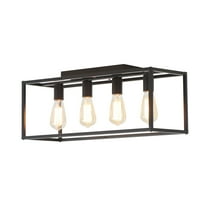 4 Light 24 Inches Farmhouse Cage Black Semi-Flush Mount Ceiling Light for Bedroom Dining Room