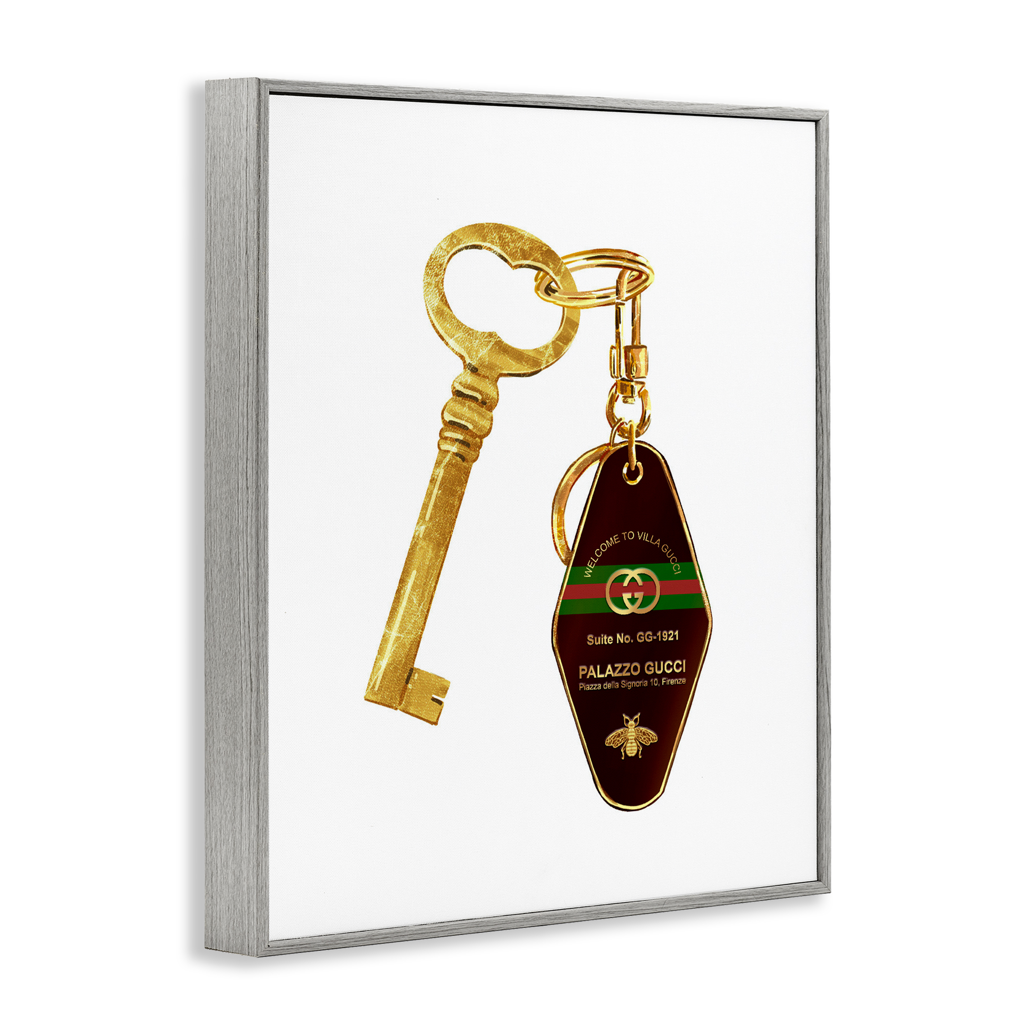 Luxury Hotel Key Gray Framed Giclee Art, design by Ziwei Li