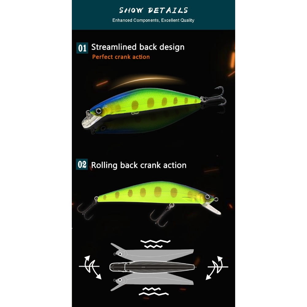 10cm 14g Floating Minnow Lure - Long Casting Hard Bait for Bass & Culter (Topwater Jerkbait)