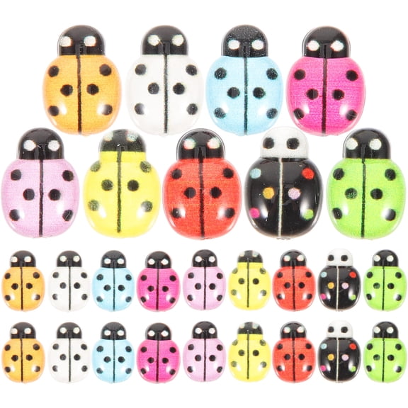 PAMINGONO 50Pcs Resin Decorative Accessories Tiny Ladybug for Home Decor Tiny Ladybugs