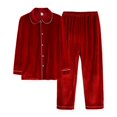thumbnail image 1 of Conjuntos de pijamas navideños para niños, niñas y niños, ropa de estar por casa, pijamas para bebés, ropa de vestir de terciopelo suave de invierno rojo con encaje a juego para toda la familia, 1 of 5