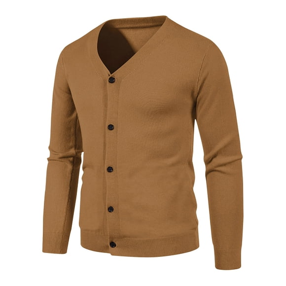 Men's Solid Color Button Front Knit Cardigan With Pockets, Lightweight Casual Sweater Jacket For Winter, Daily, And Party Wear