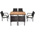 thumbnail image 1 of Patiojoy 7PCS Patio Rattan Furniture Dining Set Wooden Table Cushioned Chair, 1 of 8