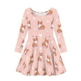 thumbnail image 4 of Suhoaziia Pink Beach Wedding Guest Dresses for Kids Girls Size Cartoon Cocky Graphic Playwear Graphic Outwear Lightweight Thin Clothes Winter Daily Leisure Twirl Skirt 5-6 Years, 4 of 7