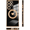 thumbnail image 4 of for Samsung Galaxy S23 Ultra 5G Case [Support Magsafe] Love Heart Pattern Magnetic Plating Luxury Elegant Case Camera Protector Soft Shockproof Protective Corner Back Cover -Black, 4 of 11