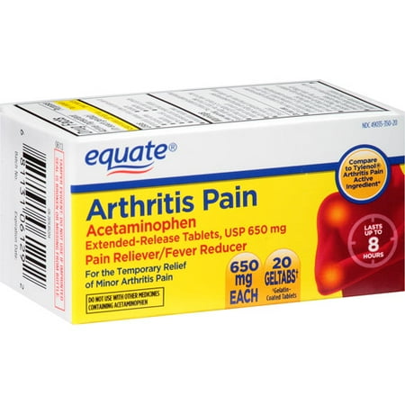 Equate Arthritis Pain Relief Extended Release Geltabs, 650 mg, 20 Ct