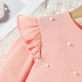 thumbnail image 4 of Conjuntos de blusas y camisas de cuello redondo y manga larga para niña Top de manga larga con cuentas de color liso con bolso abierto de cuero Pantalones cortos Cinturón Conjunto de tres piezas Conju, 4 of 9