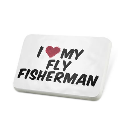 Porcelein Pin I heart love my Fly Fisherman Lapel Badge – NEONBLOND