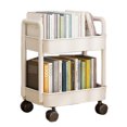 thumbnail image 1 of Carrito rodante de plástico de 2 capas, blanco, con gancho, estable, móvil, para sala de estar, dormitorio y cocina., 1 of 12