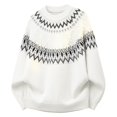 thumbnail image 4 of Babcutegg Mens Fair Isle Crewneck Sweater Long Sleeve Jacquard Knit Pullover Fall Winter Loose Casual Sweaters Size L, 4 of 5