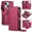 Red, variant on Case for iPhone 18 Pro Max 6.9 inch, RFID Blocking, Multi-Card Slots, Zipper Pocket 2 in1 Detachable Wallet With Shoulder Strap and Wrist Strap Shockproof Protective Magnetic Case,Apricot