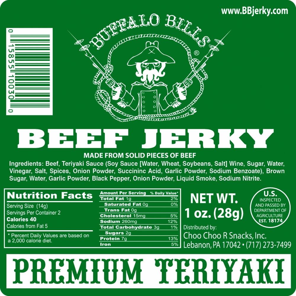 Buffalo Bills 1oz Premium Teriyaki Beef Jerky Packs 12-Count (beef jerky made from top round)