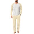 thumbnail image 3 of OIOLOYJM Men's Pajama Sets Casual Raglan Long Sleeve Henley Shirts with Bottoms Sets Soft Comfy Lounge Breathable Sleepwear Complexion S, 3 of 6
