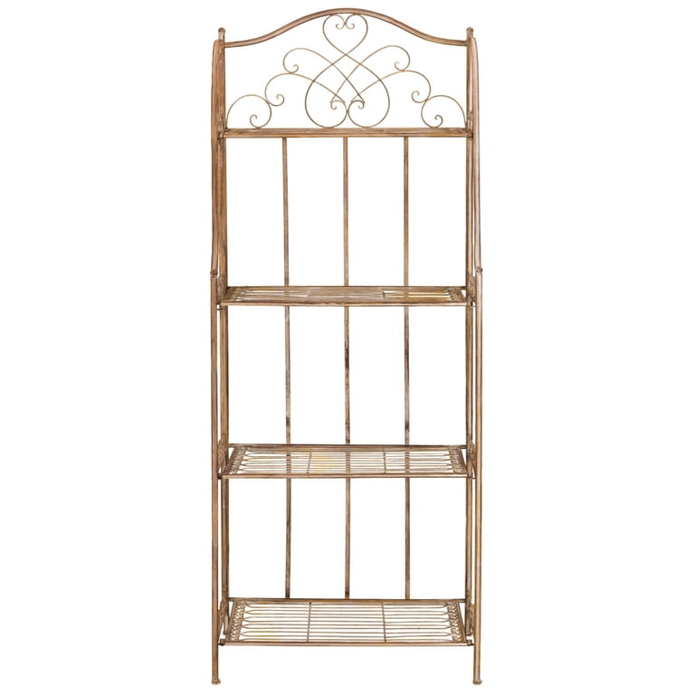 Free Shipping SAFAVIEH Amaris Outdoor Wrought Iron 4 Tier Bakers Rack Rusty Orange Walmart