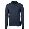 thumbnail image 2 of Men's Cutter & Buck Navy West Virginia Mountaineers Big & Tall Virtue Eco Pique Recycled Quarter-Zip Pullover Top, 2 of 3