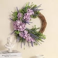 thumbnail image 4 of 35cm Spring Hydrangea Lavender Door Wreath, Rustic Rattan Floral Wreath for Front Door & Home Decor, 4 of 9