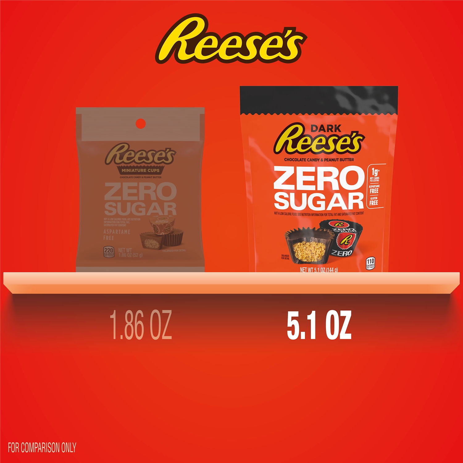 (3 pack) Reese's Zero Sugar Miniatures Dark Chocolate Peanut Butter Cups Candy, Bag 5.1 oz
