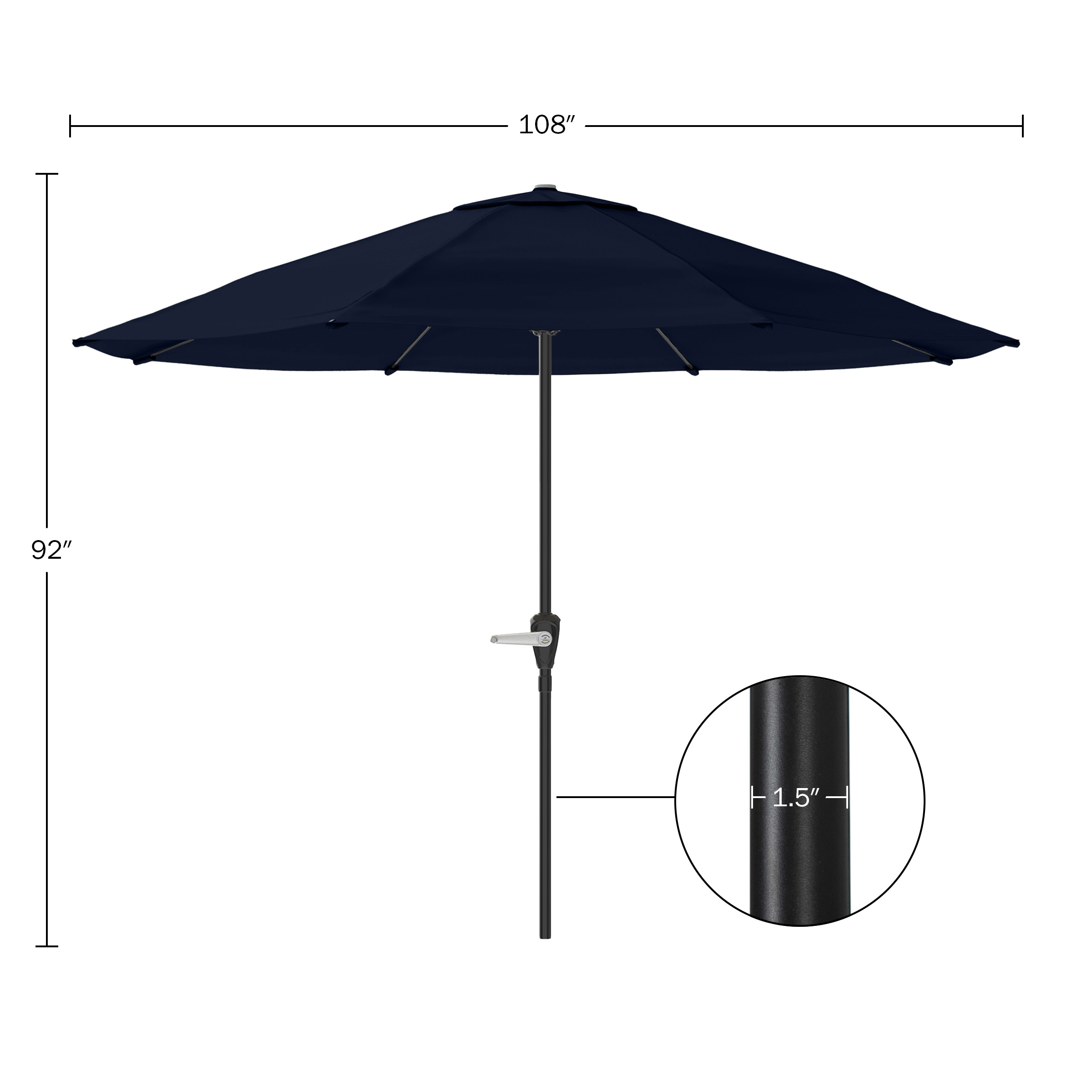 Pure Garden 9FT Outdoor Vented Patio Umbrella with Easy Crank (Navy)