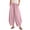 Pink, variant on Women's Lace Hem Wide Leg Pants, Elastic Tie Waist, Side Pockets, Relaxed Fit