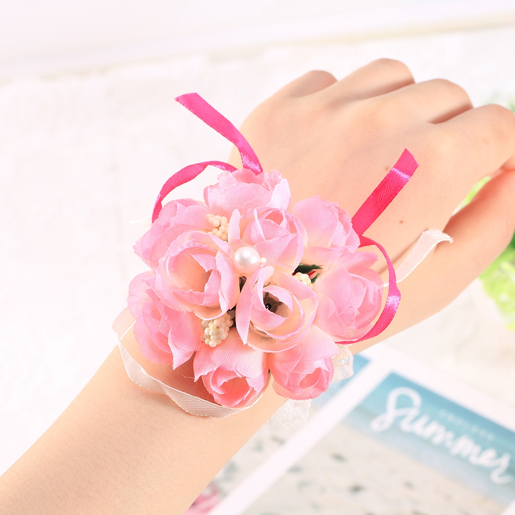 Wrist Corsage Bracelet Sisters Bridesmaid Hand Flowers Wedding Party