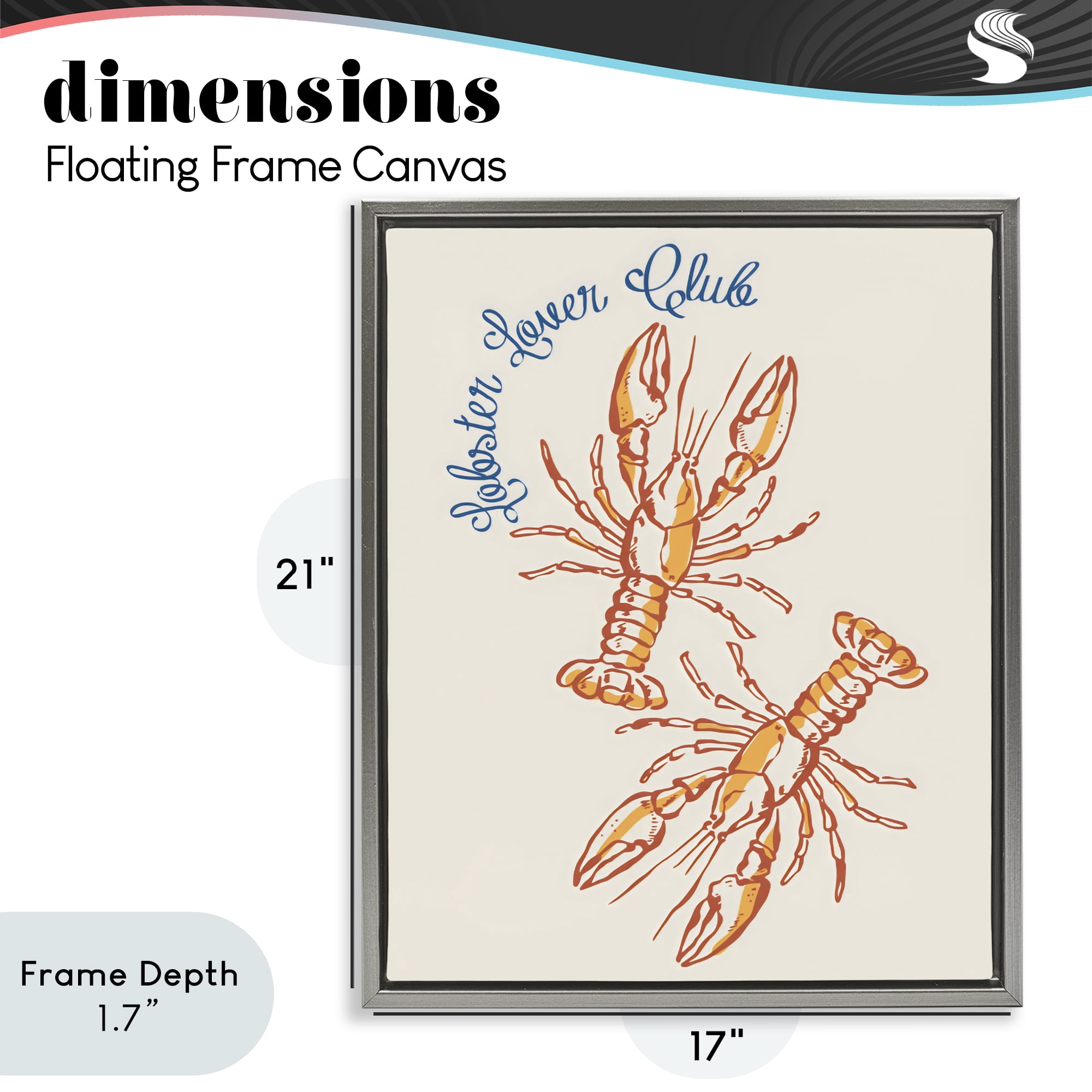 Stupell Industries Lobster Lover Club Gray Framed Floater Canvas Wall Art, design by The Prints Vibe