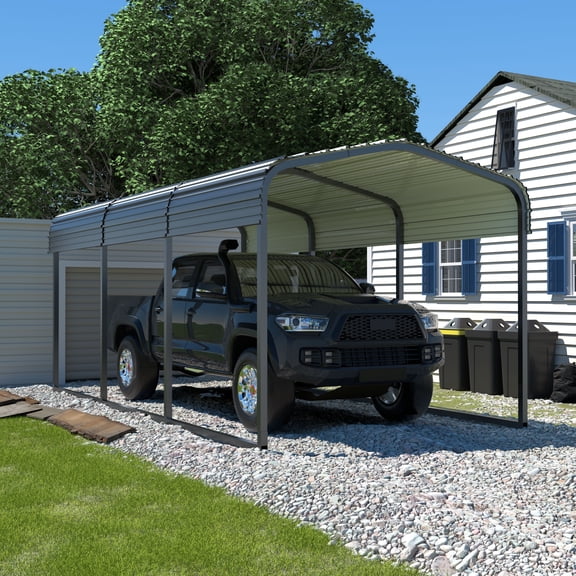 VEIKOUS 15' x 10' Outdoor Metal Carport, Galvanized Metal Heavy Duty Garage with Weather Resistant Roof For Patio, Backyard