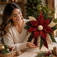 thumbnail image 5 of DIY Christmas Poinsettia Quilted Door Hanger Sewing Kit, 18 Inch Farmhouse Patchwork Bow Craft Kit, Beginner‑Friendly All‑in‑one Fabric Supplies for Front Door, Wall Hanging and Decor, 5 of 6