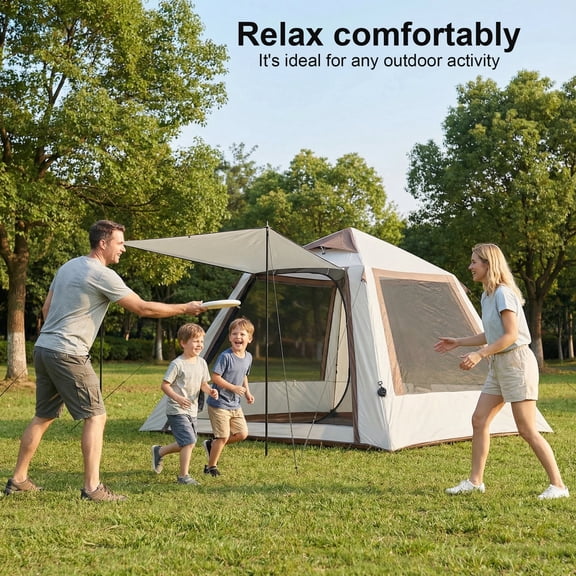 Inflatable Camping Tent for 3/4 Person Quick Setup with Canopy Waterproof Oxford Tent for Camping Hiking Easy to Set Up 4-Season