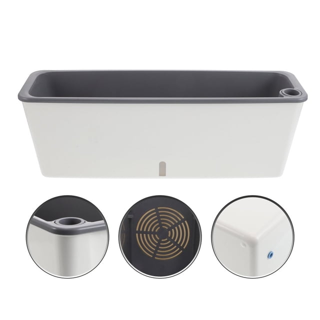 LEEYNEER Long Flower Pots Plastic Rectangular Planter Box with Water Storage for Windowsill Balcony Gardens Growing Vegetable Herb