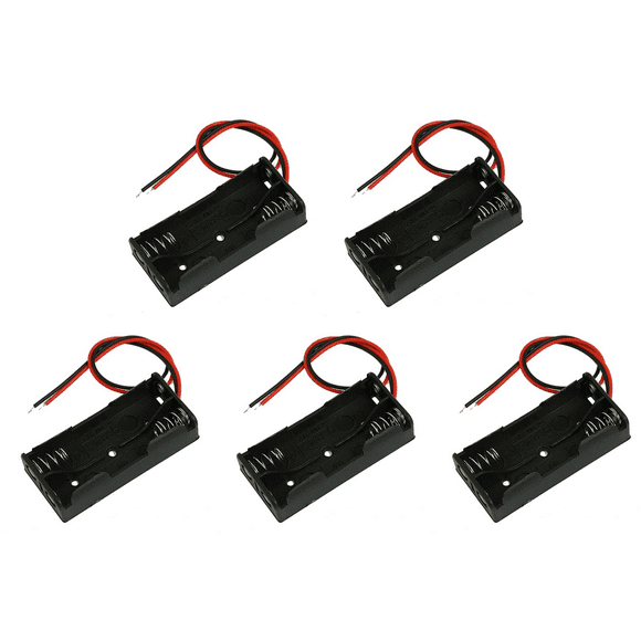 5X Black Plastic Battery Case Holder Wire 2 X 1.5V AAA