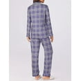thumbnail image 3 of Ekouaer Womens Pajamas Set 2 Piece Button Down Pjs Soft Long Sleeve Top and Pants Sleepwear Set Lounge Sets Blue Black Plaid, 3 of 5