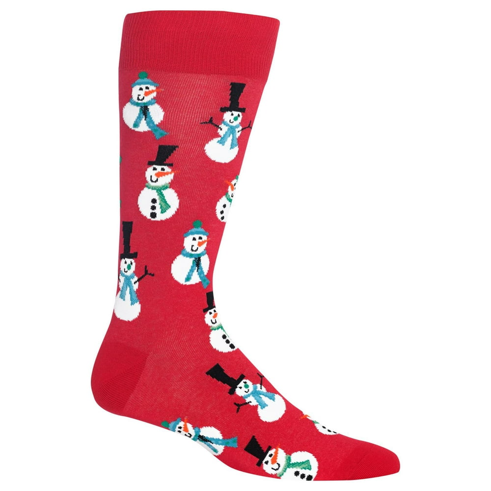 Hot Sox - Hot Sox Mens Snowmen Crew Socks, Mens Shoe Size 6-12.5, Red ...