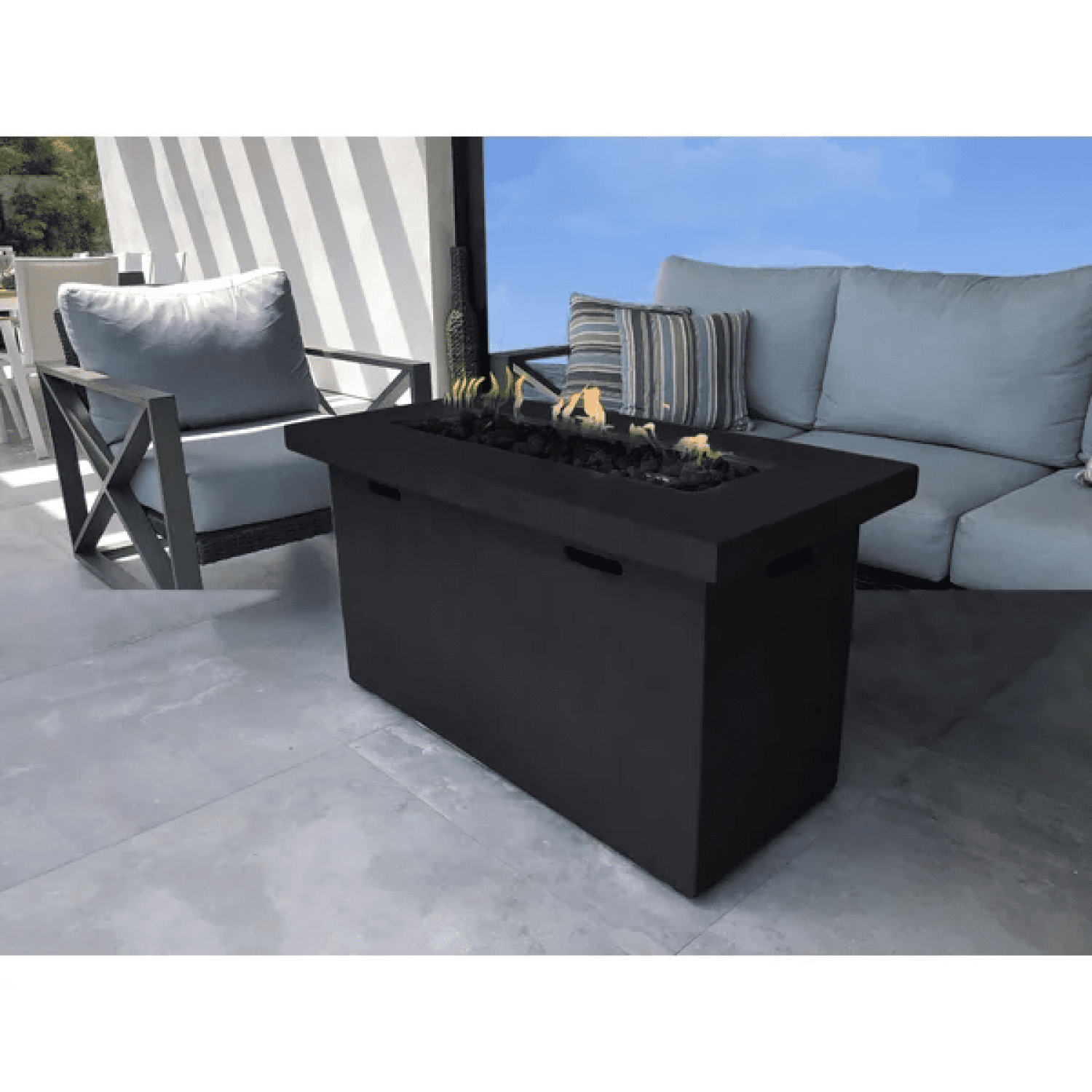 Newboti Furniture 25" H x 42" W Fiber Reinforced Concrete Propane Outdoor Fire Pit Table 25211