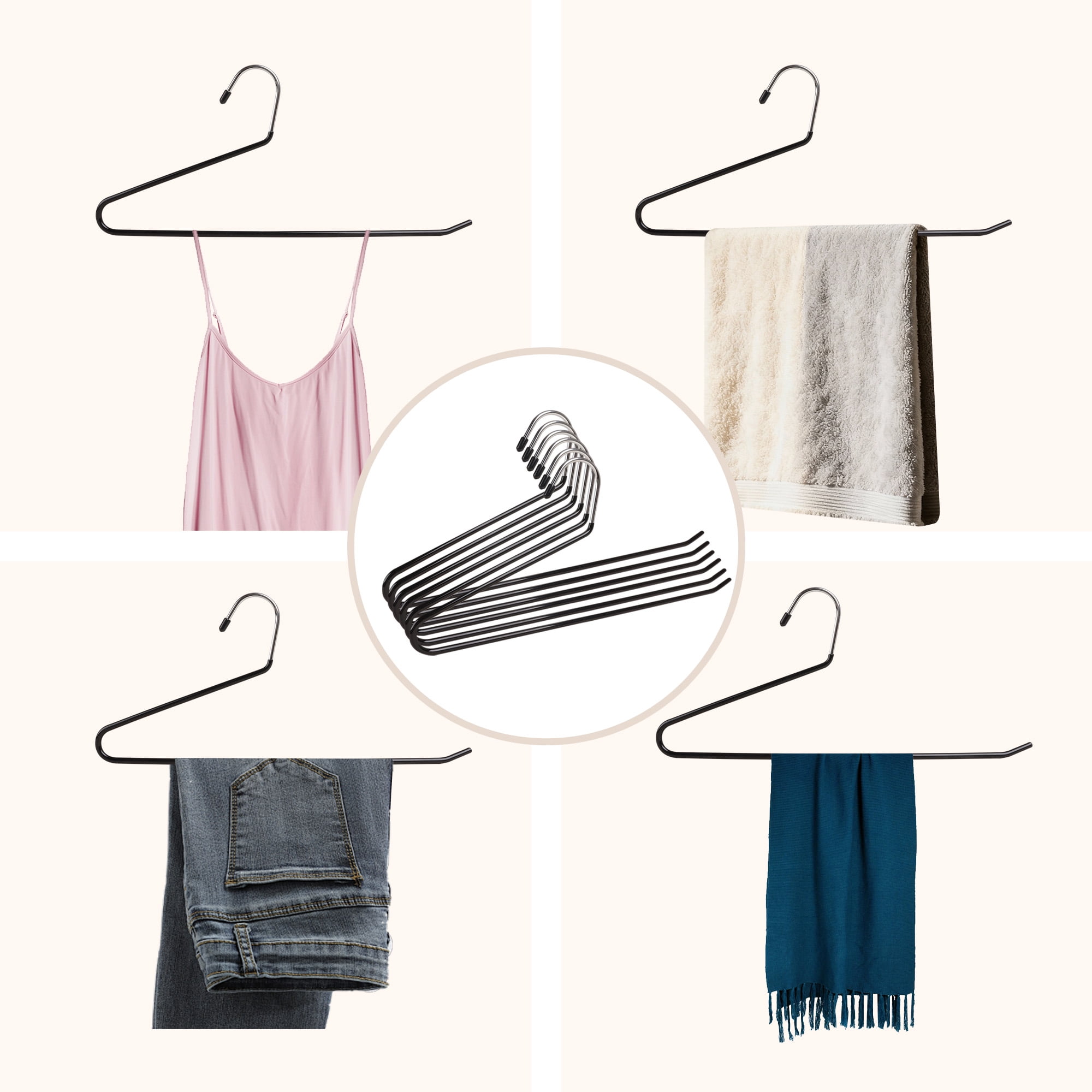 BP4U 24-Pack Open-Ended Metal Pants Hangers with Non-Slip Coated, Heavy Duty Space Saving Steel Towel & Scarf Hangers for Jeans, Trousers, Dresses & Bath Towels(Black)