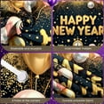 thumbnail image 3 of Gold Glitter Happy New Year Banner Pink Roses New Year Display Metallic Balloons Star Decorations Festive Backdrop for New Year Party Holiday Celebration Indoor Decoration, 3 of 8