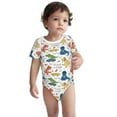 thumbnail image 2 of Xecao Dinosaur Pattern Baby Climbing Bodysuit Short Sleeve Onesie Unisex 0-12 Months Baby Shirt Newborn Outfits Crotch snap design-6 Months, 2 of 6