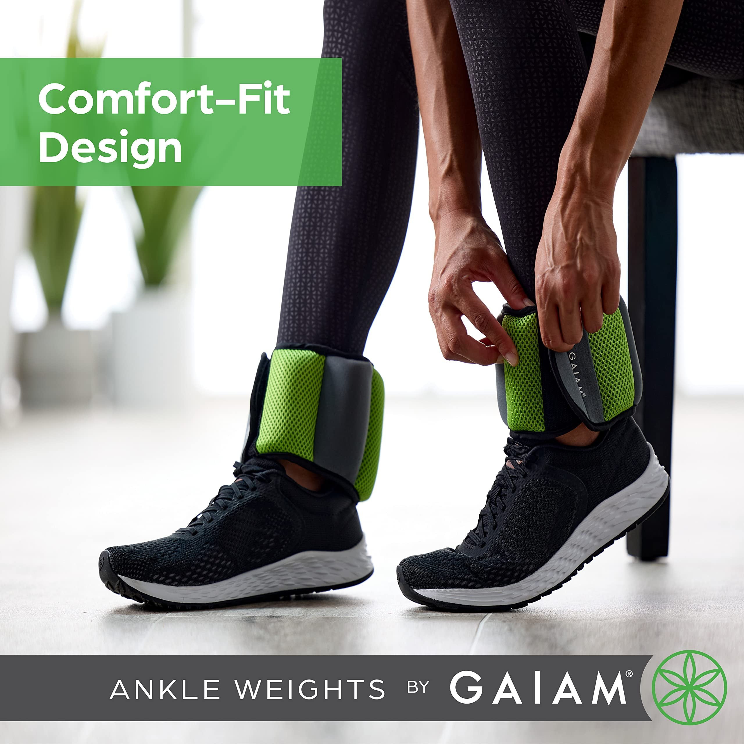 Gaiam 5lb Adjustable Straps Blue Ankle Weight (Pack 2)