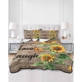 thumbnail image 3 of Quilts Twin XL Size, Sunflower Rustic Soft Comforter Bedding Set for Bed, Vintage Wooden Flowers Butterfly Lightweight Quilted Bedspread with Pillow Cover(2 Pieces) for All Season, 68x98 Inch, 3 of 6