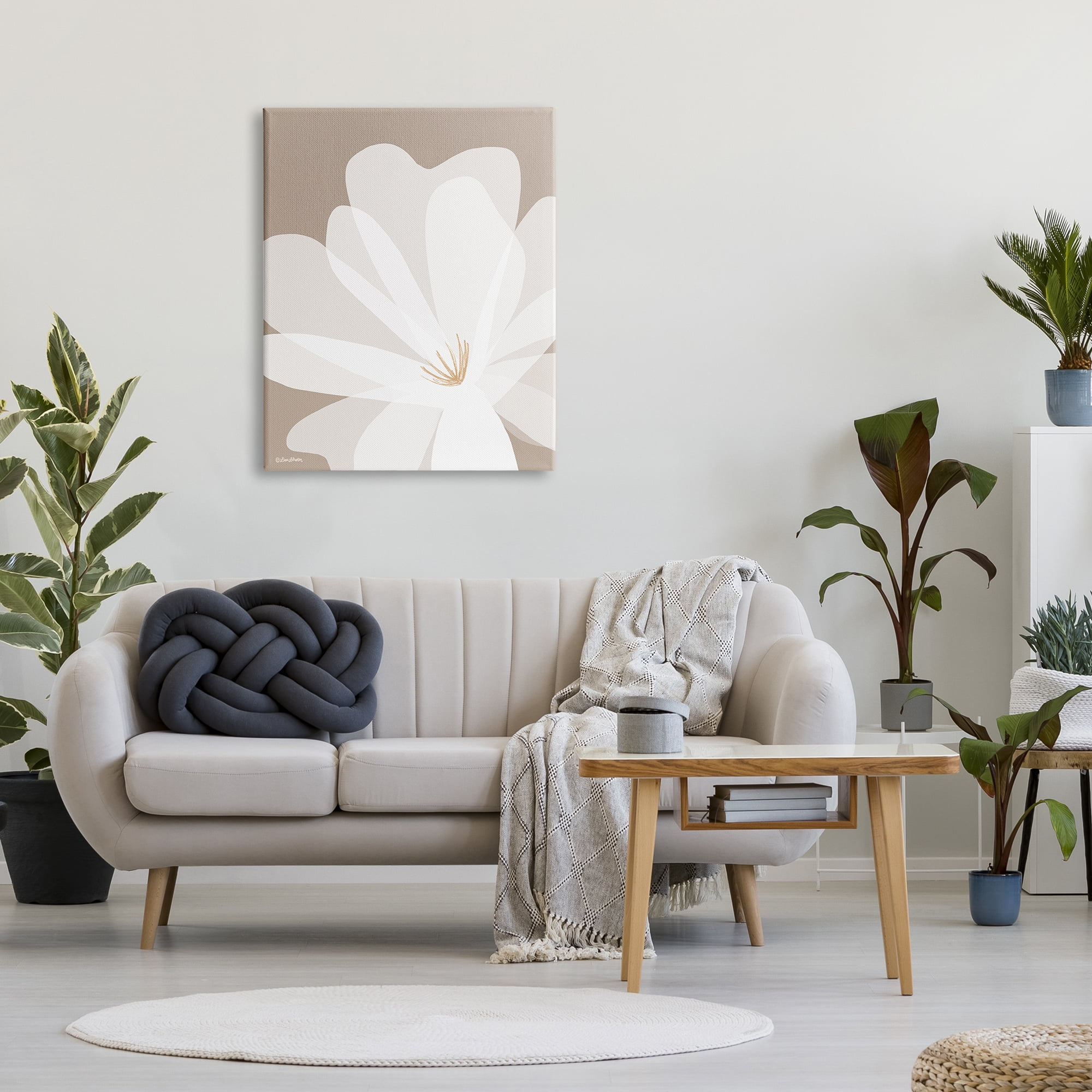 Stupell Industries Beige & White Lily Botanical & Floral Painting Gallery Wrapped Canvas Art Print Wall Art, 30 x 40