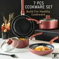 thumbnail image 4 of Moss & Stone 6 Piece Nonstick Cookware Set, Pots And Pans Set Non stick With Glass Lid, Induction Cookware, Stay-Cool Handles, PTFE/PFOA (6 Pcs Burgundy), 4 of 7