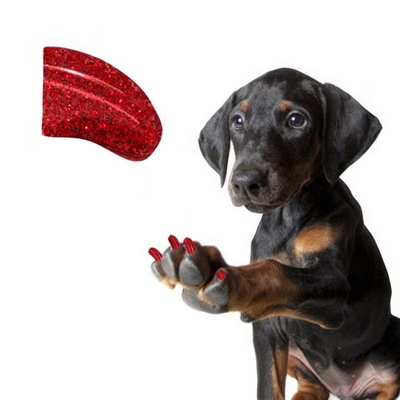 Pretty Claws Candy Apple Red Glitter Nail Caps for Dogs - XXL Size - 60 Pack ~ Stylish