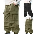 thumbnail image 5 of Odeerbi 5-14 Years Kids Boys Cargo Pants Waterproof Softshell Pants Windbreaker Bottom Solid Color Casual Straight Leg Work Pants with Pocket, 5 of 5