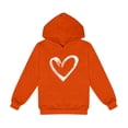 thumbnail image 4 of WAYUTE Sweatshirts for Girls Soft Lined Heart Print Graphic Hoodies Playful Pullover for Toddler Kids Child Casual Holiday,Orange,Size 4-5 Y, 4 of 4