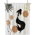 thumbnail image 3 of Baocicoo Bohemia Abstract Goldfish Shower Curtain Leaves Lotus Shower Curtain for Bathroom Art Home Hotel Hostel Bathtub Cubicle Decor Waterproof Curtain for Bathroom with Hooks 72x84 Inches, 3 of 6