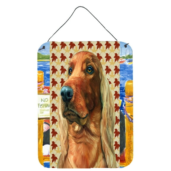 Carolines Treasures LH9555DS1216 Irish Setter Fall Leaves Wall or Door Hanging Prints 12WX16H multicolor